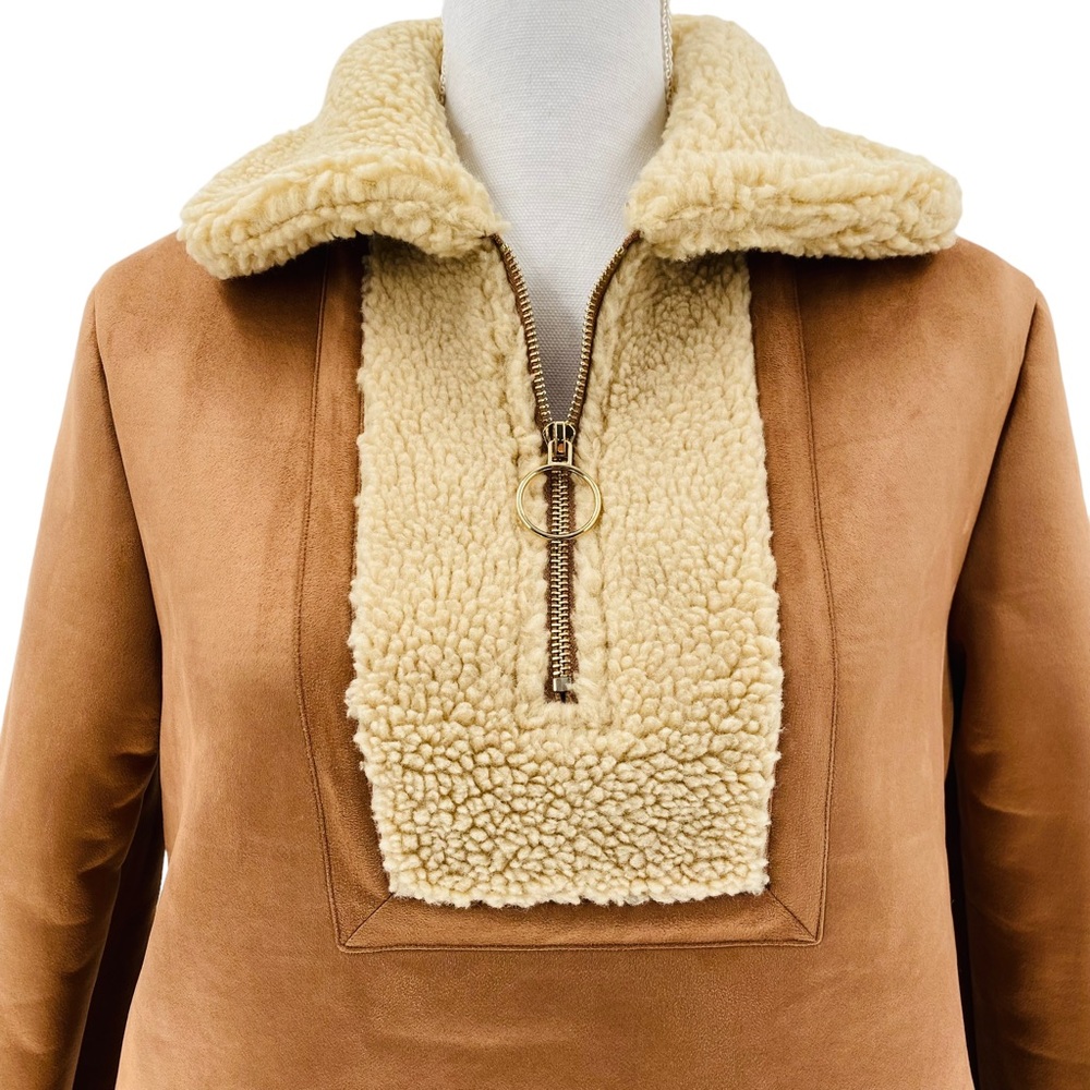 Tuckernuck | NEW Stella Camel Shearling 1/4 Zip Sherpa Jacket Size XS - Picture 6 of 15